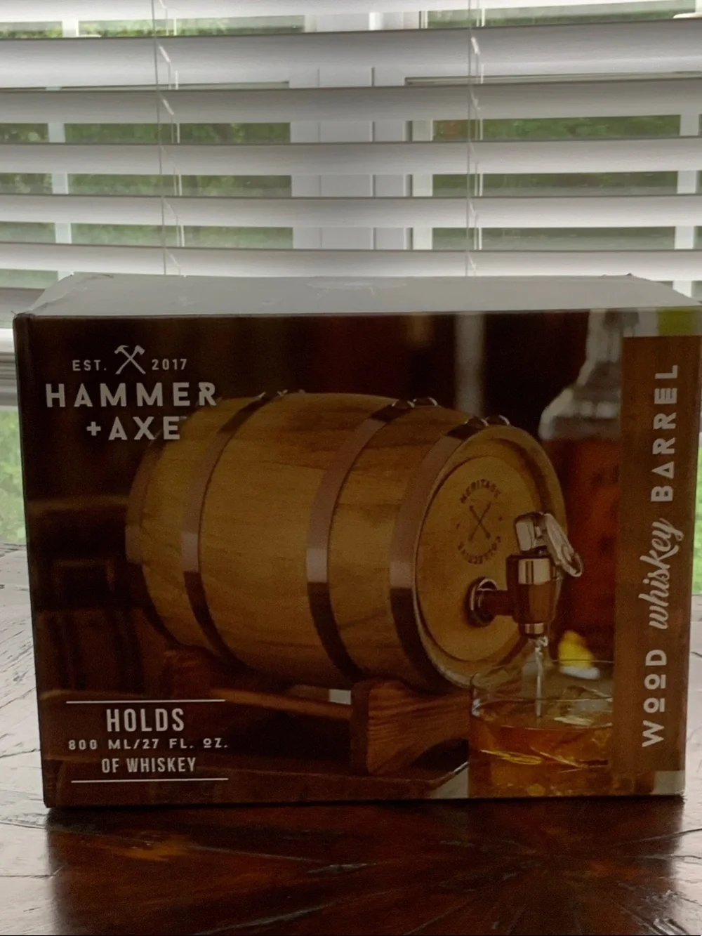 Wooden Whiskey Barrel Infuser - Natural Wood & Black Tap
